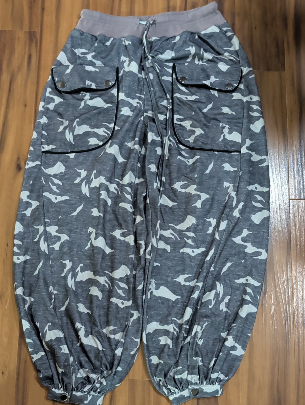 Camo Joggers With Snaps On Bottom Of Leg
